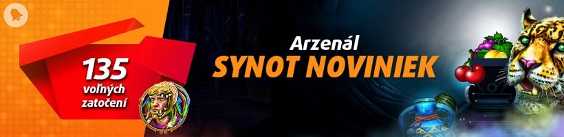 Arsenal of SYNOT hal baru - ambil 135 putaran gratis di Tipsport